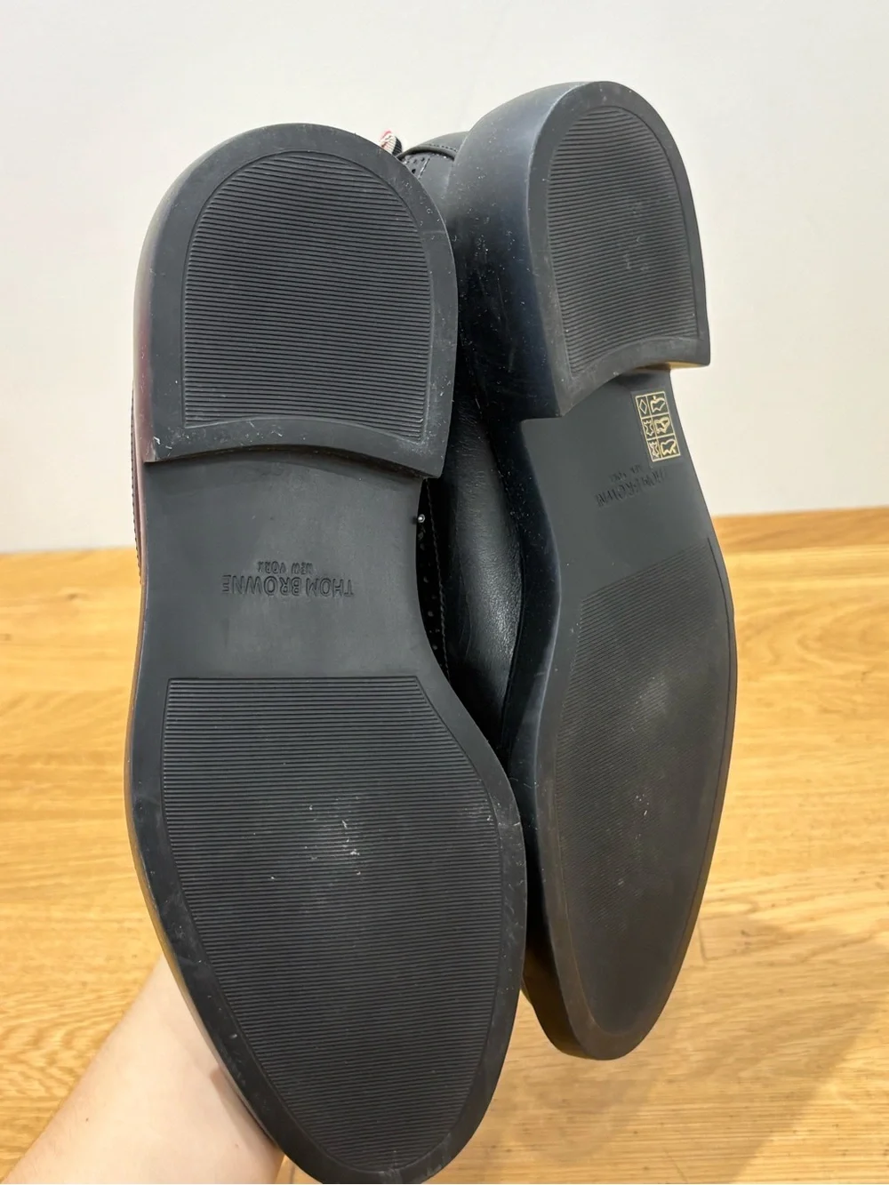 Thom Browne Black Leather Mary Jane Laser Cut Oxfords